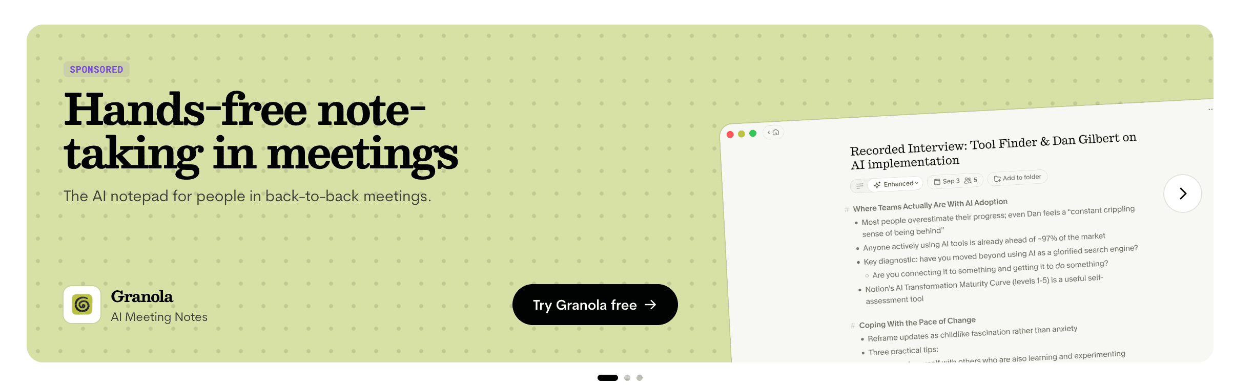 The homepage hero slide